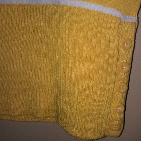 Aeropostale Yellow/White striped V Neck Sweater S - Picture 4 of 8